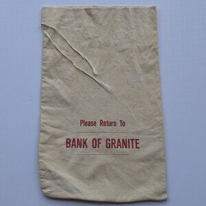 Vintage Bank of Granite Cash Money Deposit Bag Pouch 18" x 12"
